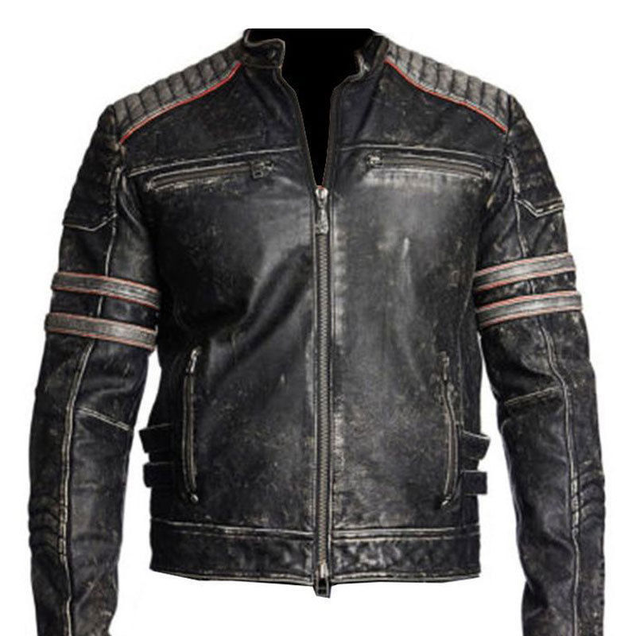 Illustration for article titled Motorbike Stylish Vintage Retro Black Distressed Leather Jacket